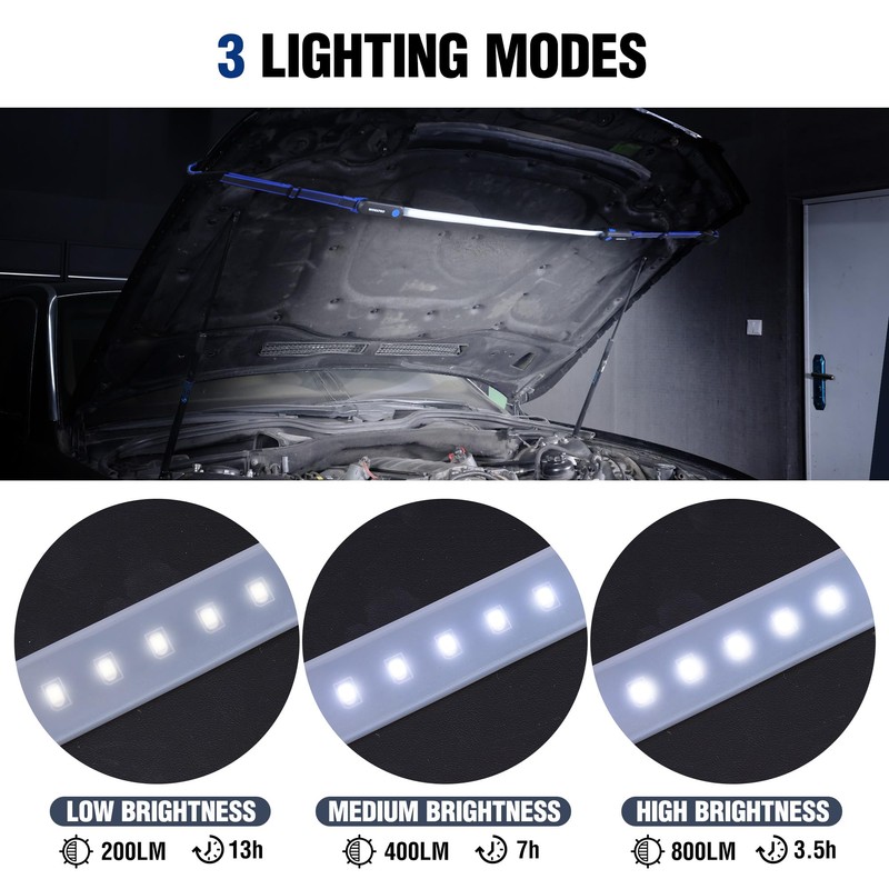 WORKPRO Rechargeable Underhood Work Light, 25inch Long Foldable LED Work