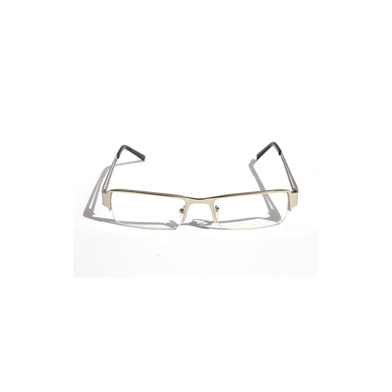 Premium Khan Metal Rectangular Reading Glasses (Silver, 1 x)