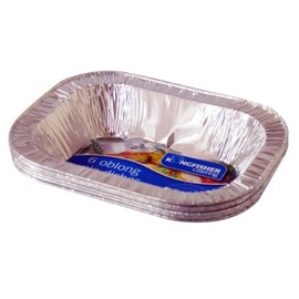 Kingfisher Foil Oblong Pie Dishes, Silver, Pack of 6