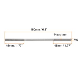 sourcing map 20Pcs M6x160mm 304 Stainless Steel Double End Threaded Stud Screw Bolt for House Maintenance