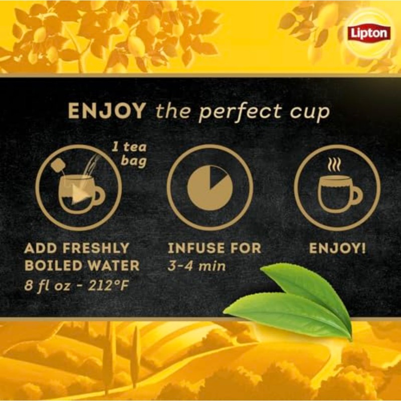 Lipton Black Tea Lemon, Pyramid Tea Bags, Flavored Teabags for