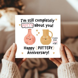 RED OCEAN Funny Pottery Anniversary Card For Husband Wife 9th Anniversary Card Ninth Anniversary For Him 9th Anniversary For Her Him With Envelope