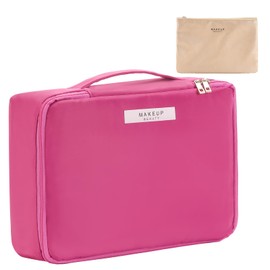 Queboom Travel Makeup Bag Cosmetic Bag Makeup Bag Toiletry bag for women and girls (Rosy)