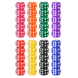 LIANHATA 40pcs 14mm Acrylic Dice Rounded Corners Translucent 6 Sides Colorful Dice Round Corner for Party Travel KTV Game Supplies Table Games (8 Colors)