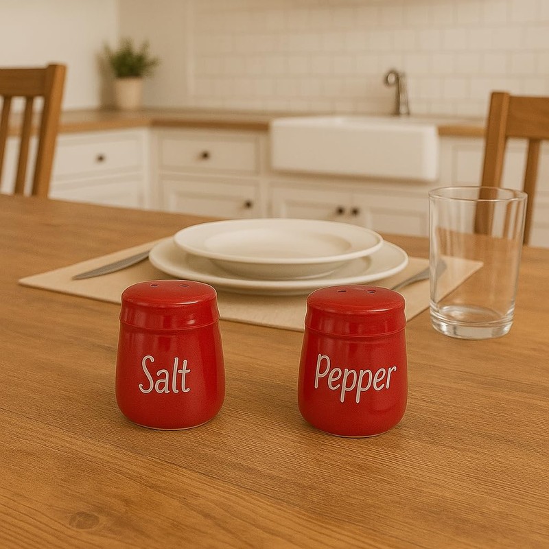Red Ceramic Salt and Pepper Shaker Set, 2 Ounce Capacity