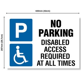 Punkcards - No Parking Disabled Access Required, Safety Warning Sign, 2 x A3 420 x 297mm 3mm Foamex