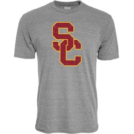 Blue 84 Men's USC Trojans Tri-Blend T-Shirt Vintage Icon Heather Grey, Grey, X-Large