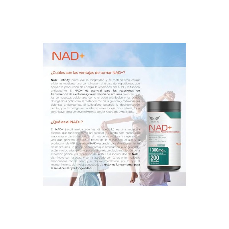 ETERNAL NUTRITION Essentials: NAD+ Puro con TMG y Alfa Lipoico