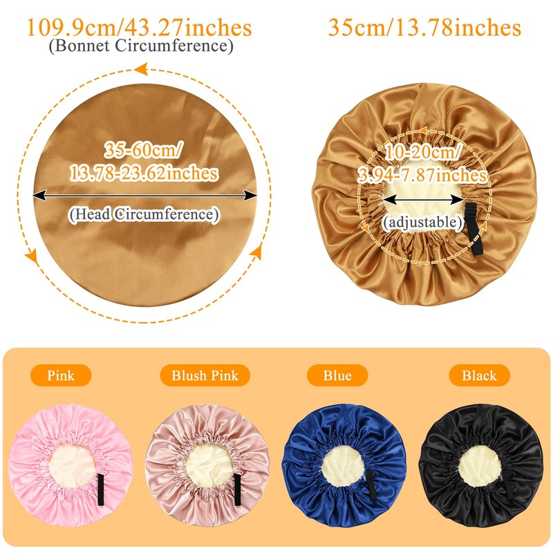 Mugust Satin Bonnet,1PC Silk Sleep Bonnets for Women, Adjustable Satin
