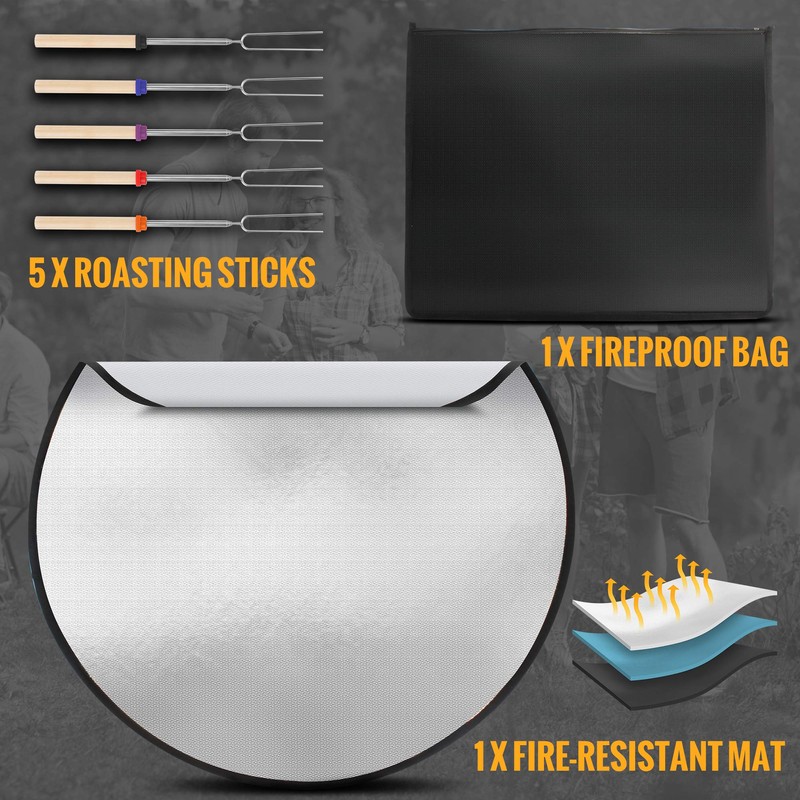 B.H products Fire Pit Mat (24 inch),3-Layers Fire Resistant Round