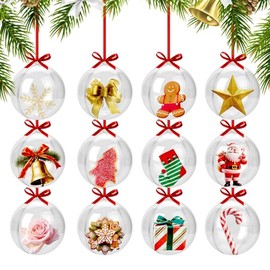 20 Bolas de Adorno de Día de San Valentín con Cinta Roja - Bolas Redondas de San Valentín en Blanco para árbol de Navidad, San Valentín, Decoración de