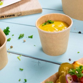 BIOZOYG Portion Cups, Pack of 100, 75 ml, Brown, Paper Cups, PE-Coated, to Go Cups, Candy Bar, Dip Bowls, Disposable Tableware, Alternative to Plastic Cups, Dessert Bowls for Hot and Cold