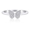 AZQ 925 Sterling Silver Fashion 18k Gold Butterfly Ring Shiny
