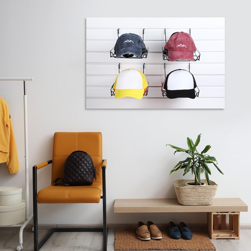 Yaocom 6Pcs Metal Hat Rack Display, Black, Wall Mounted, Multifunctional