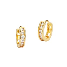 14k Yellow Gold 11mm x 2.5mm Channel Huggie Children Baby Girls Earrings