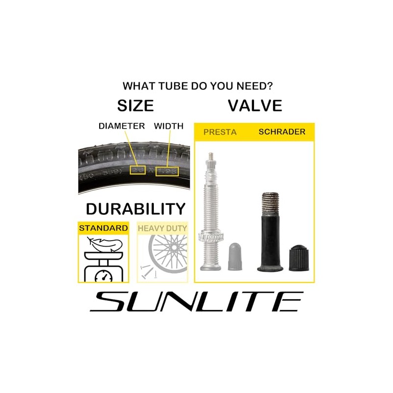 Sunlite Bicycle Tube - 26" x 1.75-1.95, Schrader Valve