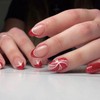Christmas Press on Nails Short Almond Winter French Tip Fake Nails Red Full Cover Candy Cane False Nails with Designs Glossy Glue on Nails Acrylic Nails Manicure Artificial Nails for Women Girls 24Pcs