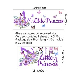 Amaonm Removable Purple Lettering "A little Princess" With Butterfly Wall Sticker DIY Colorful Flowers Wall Decals 3D Peel and Stick Wall art Decor for Kids Girls Baby Bedroom Playroom Living Room