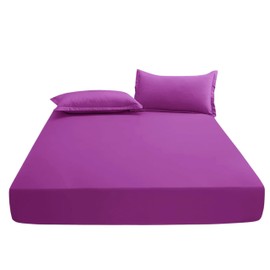EV DEKOR®MF0001 Fitted Sheet Single, Lilac - Deep Pocket Bedsheet 10inch (25 cm) - Soft Brushed Microfiber Fabric - Shrinkage and Fade Resistant - Bottom Sheet - Double Bed Fitted Sheets