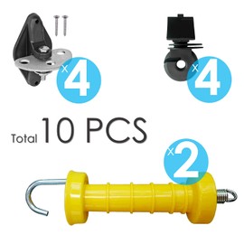 QMARK Electric Fence Gate Handle Set with 2 Handles, 4 Anchors and 4 Insulators