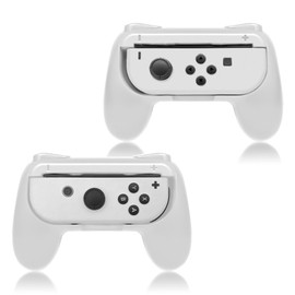FYOUNG Handle Holder for JoyCon Switch & Switch OLED Model, Controller Grip for JoyCon Holder Accessories - White (Pack of 2)