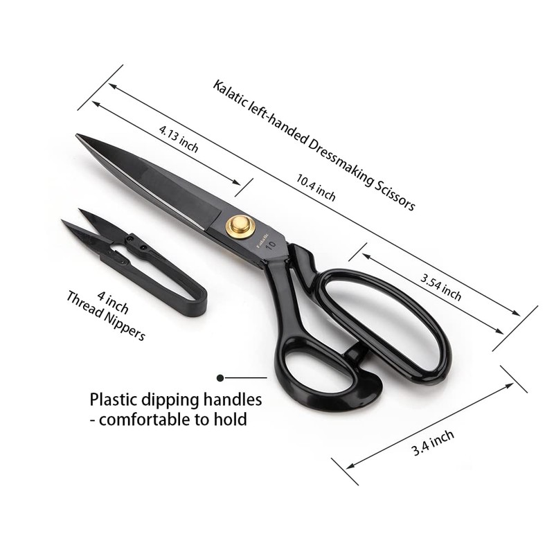 Left-Handed Dressmaking Scissors by Kalatic - Dressmaker fabric Shears Stainless