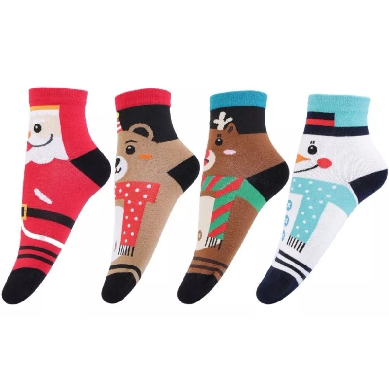Patry Deluxe Paq 4x Calcetin Figuras Navideñas Santa, Reno, Pinguno,
