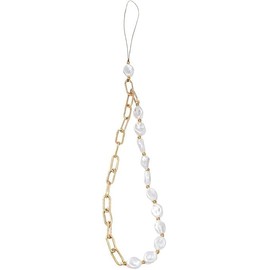 Gold Mobile Phone Lanyard, Metal Chain Pearl Beaded Phone Charms Lanyard Strap Universal Chain, Wrist Strap Anti Lost Charm Decorations Charm Keychain