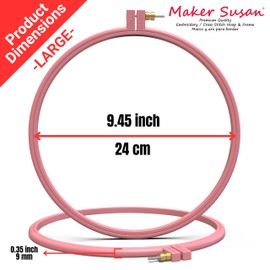 Maker Susan Plastic Embroidery Hoop, Hello Series Cross Stitch Hoops for Beginners, Punch Needle Hoop, Embroidery Frames for Sewing, Needlework, Embroidery Projects (Pink, Large 9.45" (24 cm))