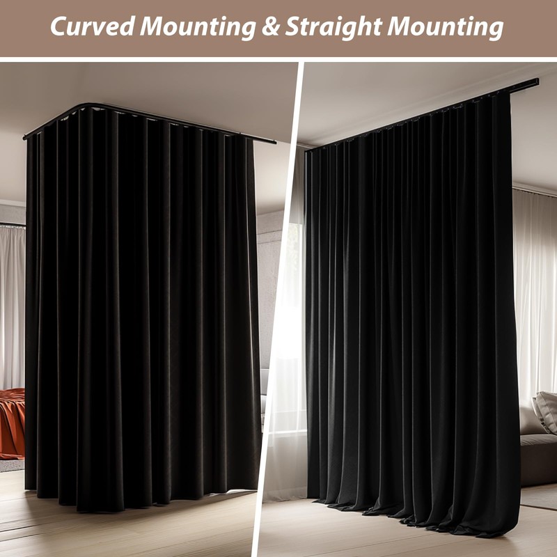 Room Divider Curtains with Ceiling Curtain Track Set Window Curtain