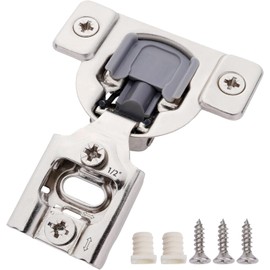 DecoBasics 60 Pack 1/2 inch Overlay Soft Close Cabinet Hinges for Kitchen Cabinets Door -Concealed Self Closing Face Frame Cabinet Hinges Brushed Nickel -Built-in Soft Close Hinges Damper-3 Way Adjust