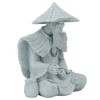 Fisherman Statue Sitting Fishing Old Man Figurine Small Desk Ornament