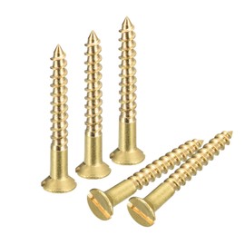 sourcing map Brass Wood Screws, 60Pcs M2.5 x 20mm Slotted Drive Flat Head Self Tapping Screw Countersunk for Woodworking Furniture