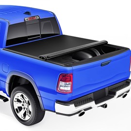 Soft Roll Up Tonneau Cover for 2002-2018 Dodge Ram 1500, 2003-2024 Ram 2500 3500, 2019-2024 Ram 1500 Classic Body Style, 6.4FT Truck Bed Covers with Dual-Coated Vinyl, Black, Without Rambox