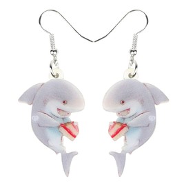 DOWAY Acrylic Charm Shark Earrings Drop Dangle Jewelry Natural Ocean Fish Decoration Funny Party Gifts for Women Girls (Grey)