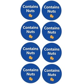 CAA Trading™ 100 x Contains Nuts Glossy Waterproof Removable Catering Stickers Labels Dietary Requirements (2.5cm) 25mm (100 Stickers)