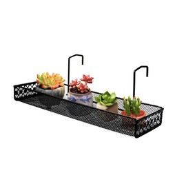 Chris.W Metal Succulent Planters Hanging Container Garden Mini Flower Pot Holder for Wall, Balcony, Patio or Porch Fence Railing Shelf Under 1.7” Wide Poolside Storage Basket(Black)