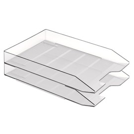 Acrimet Stackable Letter Tray, 2 Tier Front Load Desktop File Organizer, A4 Letter Size, Plastic, Clear Crystal