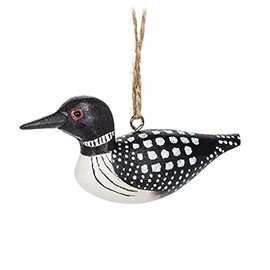 Abbott Collection 27-LODGE-0118 Loon Carved Ornament, 4" L, Black