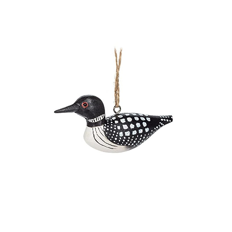 Abbott Collection 27-LODGE-0118 Loon Carved Ornament, 4" L, Black