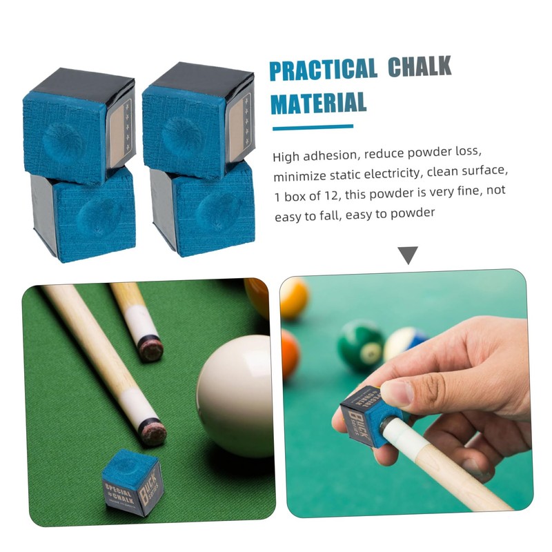 NOLITOY 12Pcs Billiards Cue Chalks Grade Snooker Club Accessories for
