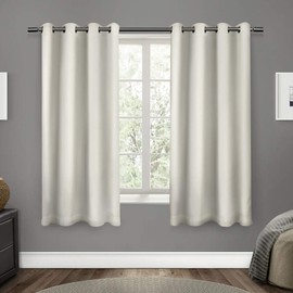 Exclusive Home Curtains Sateen Twill Woven Blackout Grommet Top Curtain Panel Pair, 52x63, Vanilla, 2 Count
