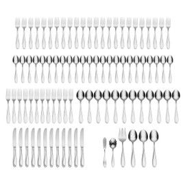 Oneida H097090A Cresta 90 Piece Everyday Flatware Set, Service For 12