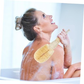 Ipetboom Bath Brush with Handle Exfoliating Body Scrubber Shower Brush for Wet Dry Brushing Durable Natural Cleaning Tool for Full Body Cleansing