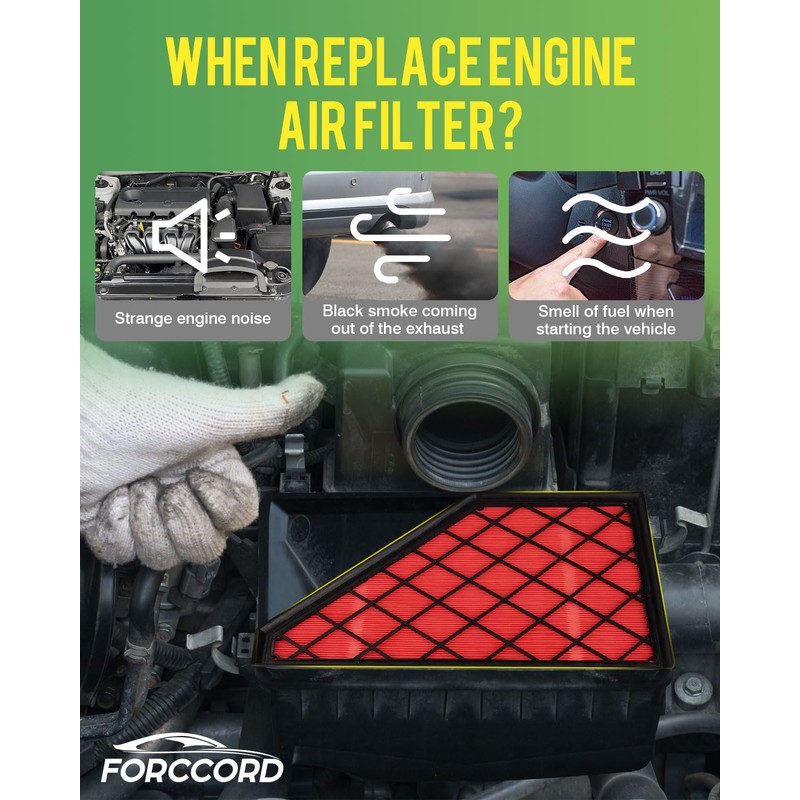 Forccord - Paquete de 2 filtros de aire para motor