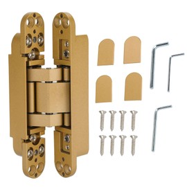 Door Hinges Adjustable 180 Degrees Opening Angle 3D Folding Door Hinge with Hex Wrench Screws for Wooden Door 40kgGold