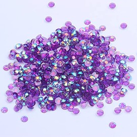 MajorCrafts 4000pcs 2mm ss6 Transparent AB Flat Back Round 14 Facets Resin Rhinestones Arts and Crafts Embellishment Gems (Clear Royal Purple AB T35)