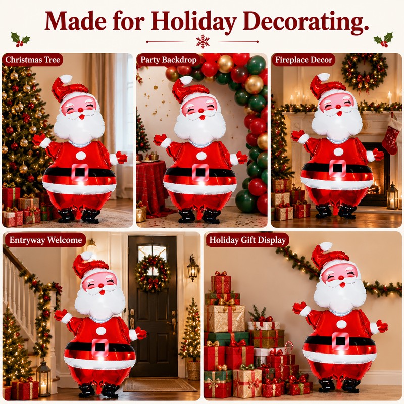 Giant Santa Claus Foil Balloons for Christmas Decor – 2-Pack