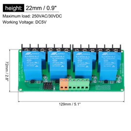 sourcing map 1 Pcs DC 5V 4 Channel Relay Module Switch Boards Shield 30A High or Low Level Trigger for Electronics Industrial Home Automation