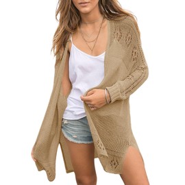 Misassy Womens Open Front Knit Sheer Cardigans Summer Boho Lightweight Long Sleeve Kimono Long Sweater